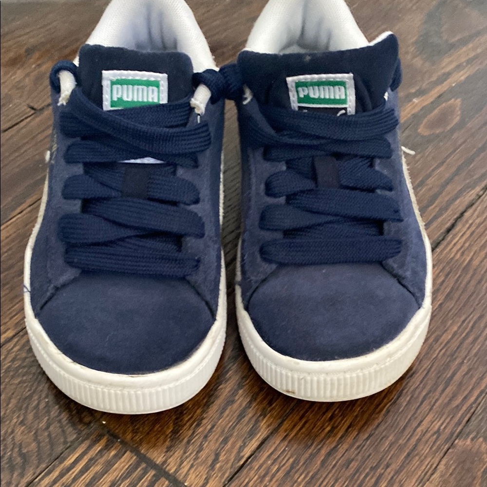 Puma Blue and White Sneakers with Suede Finish